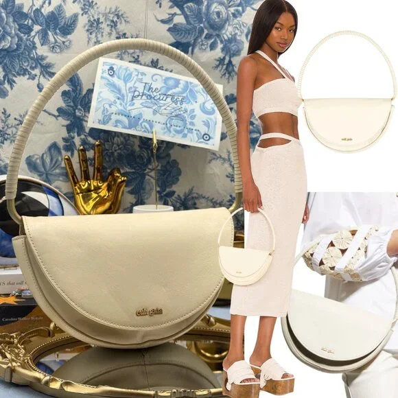 🆕 CULT GAIA 🧿 NWOT Ryka Sculptural Shoulder Bag, Off White Leather - Picture 1 of 16